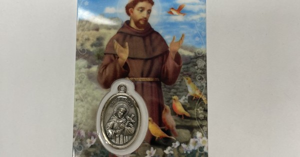 Médaille de Saint François d'Assise en Argent Massif 925 - Patron de l'Europe